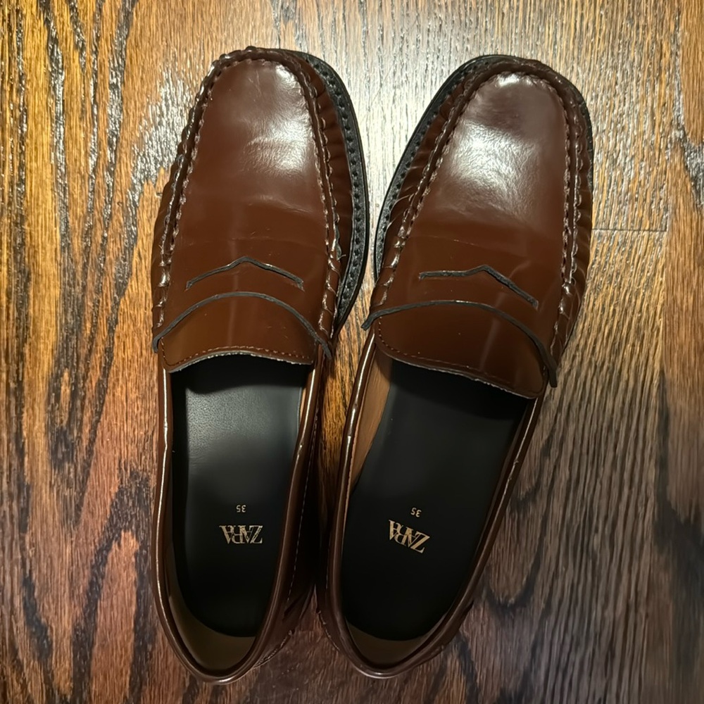 Zara brown loafers